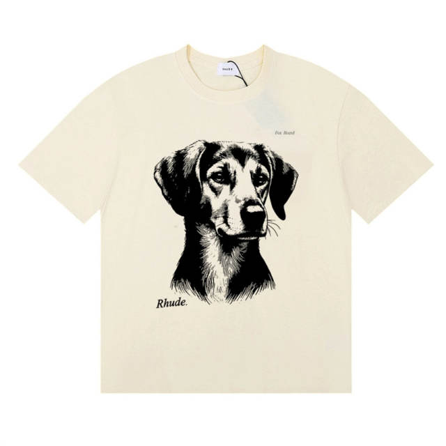 Rhude Fox Hound Tee T-Shirts (Black Beige White)