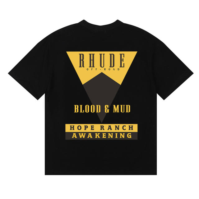 Rhude Tri-Angle T-Shirts (Black Beige White)