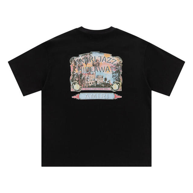Amir* Blue Logo T-Shirt Black White