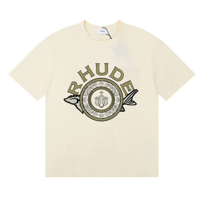 Rhude Poster French Riviera Tee T-Shirts (Black Beige White)