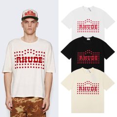 Rhude Red polka dot print T-Shirts (Black Beige White)