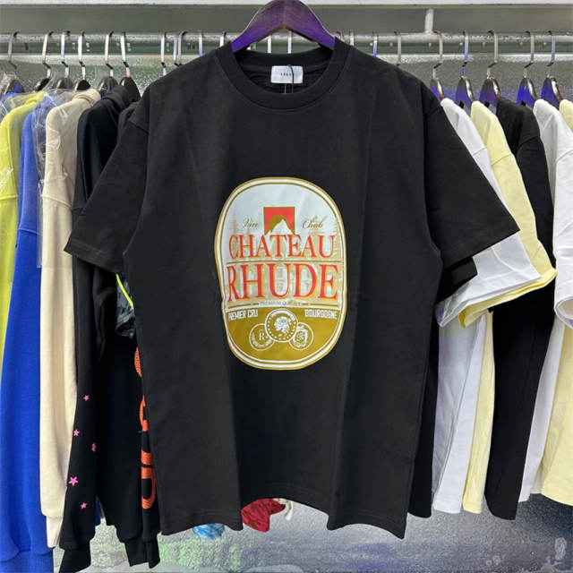 Rhude Premier Cru Tee T-Shirts (Black Beige White)