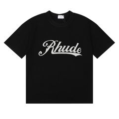 Rhude Draft Logo T-Shirts (Black Beige White)