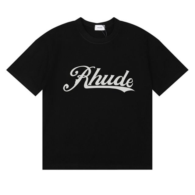 Rhude Draft Logo T-Shirts (Black Beige White)
