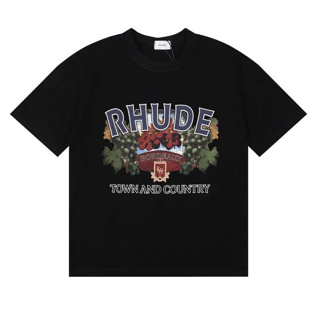 Rhude Bordeaux T-Shirts (Black Beige White)