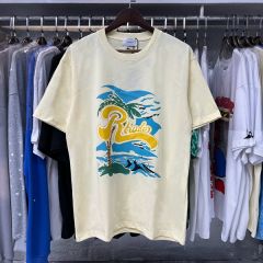 Rhude Coconut Tree Beach Print T-Shirts (Black Beige White)