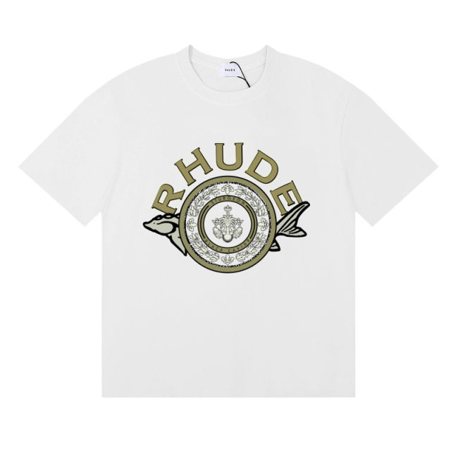 Rhude Poster French Riviera Tee T-Shirts (Black Beige White)