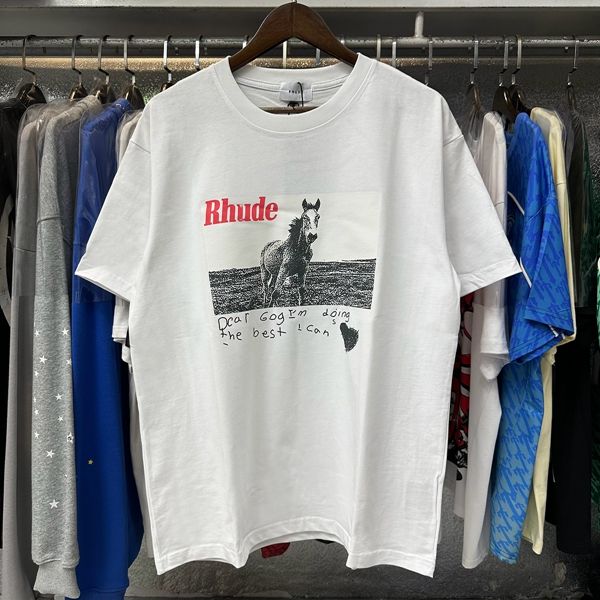 Rhude Horse T-Shirts (Black Beige White)
