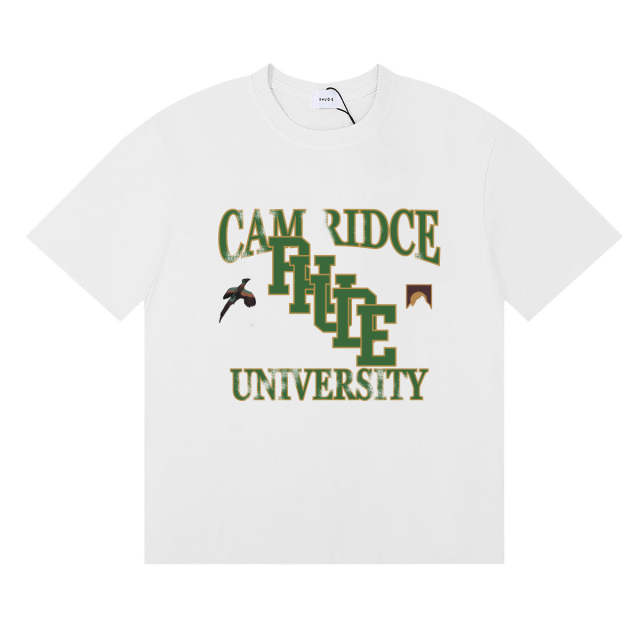 Rhude Cambridge University Logo T-Shirts (Black Beige White)