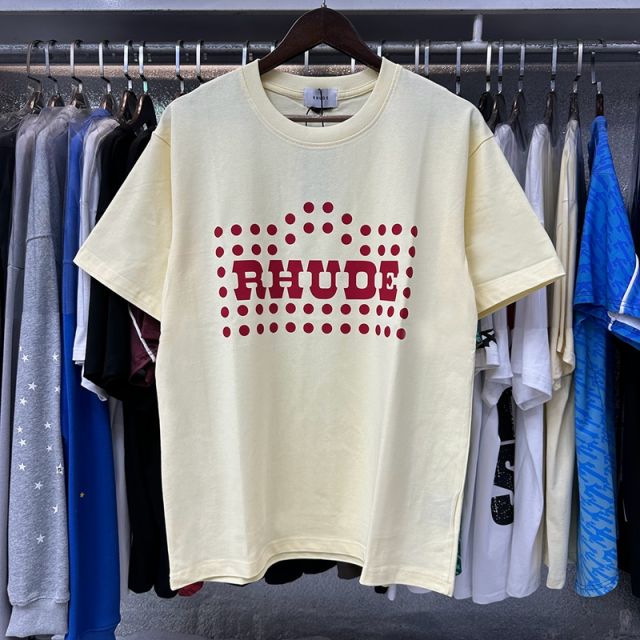 Rhude Red polka dot print T-Shirts (Black Beige White)
