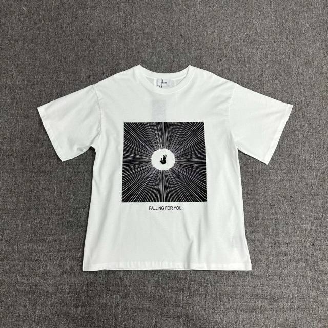 Rhude Falling For You T-Shirts (Black Beige White)