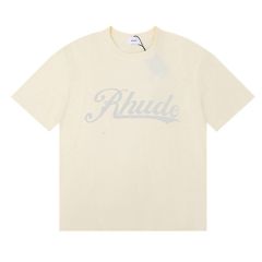 Rhude Draft Logo T-Shirts (Black Beige White)
