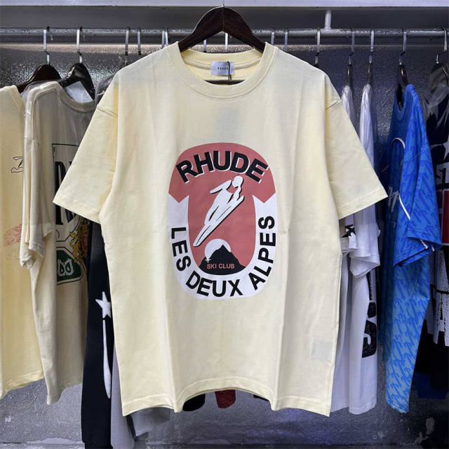 Rhude Les Deux Alpes T-Shirts (Black Beige White)