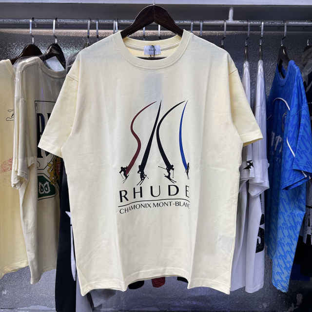 Rhude Chamonix Mont-Blanc T-Shirts (Black Beige White)