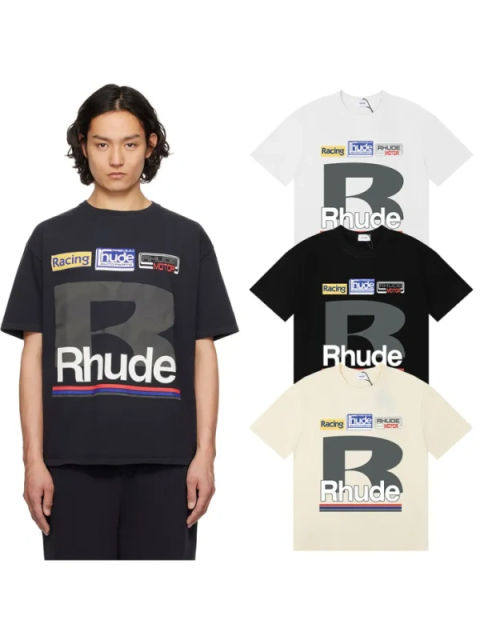 Rhude Big Font T-Shirts (Black Beige White)