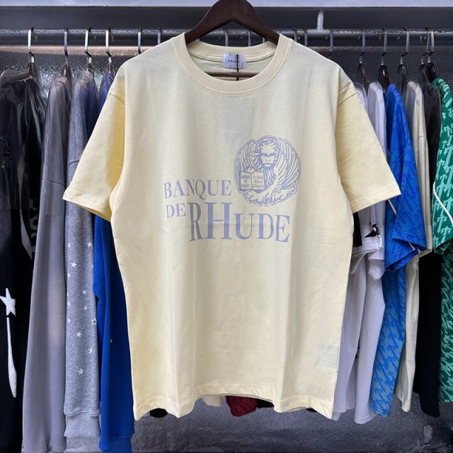 Rhude Egyptian pharaoh print T-Shirts (Black Beige White)