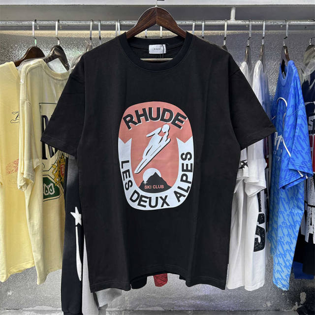 Rhude Les Deux Alpes T-Shirts (Black Beige White)