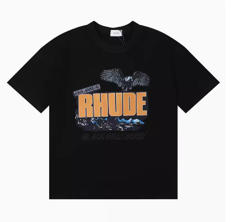 Rhude Black Hills T-Shirts (Black Beige White)