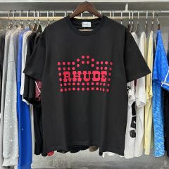 Rhude Red polka dot print T-Shirts (Black Beige White)