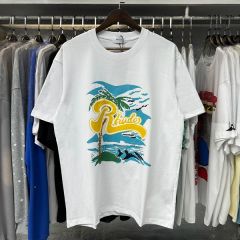 Rhude Coconut Tree Beach Print T-Shirts (Black Beige White)
