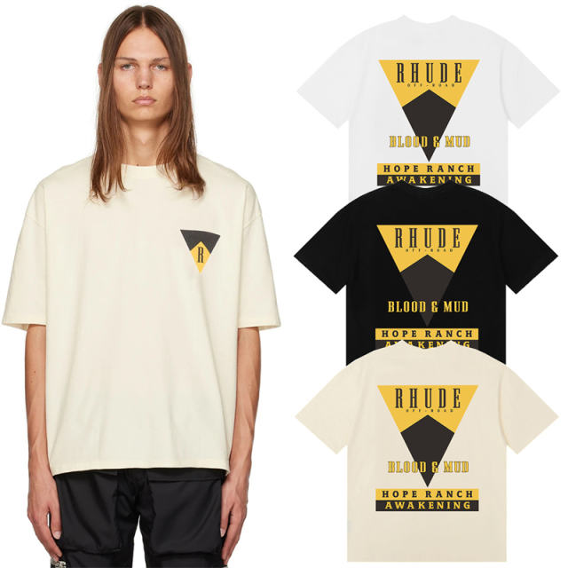Rhude Tri-Angle T-Shirts (Black Beige White)