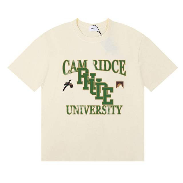 Rhude Cambridge University Logo T-Shirts (Black Beige White)