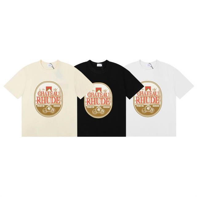 Rhude Premier Cru Tee T-Shirts (Black Beige White)