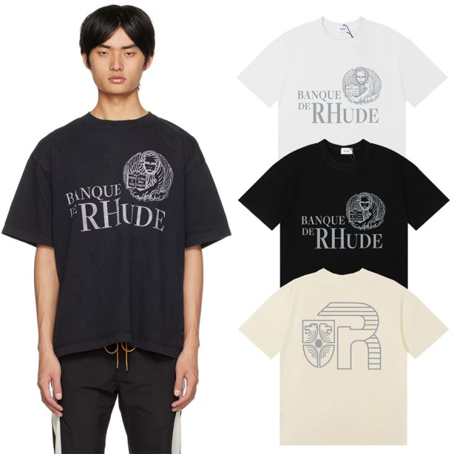 Rhude Egyptian Pharaoh T-Shirts (Black Beige White)