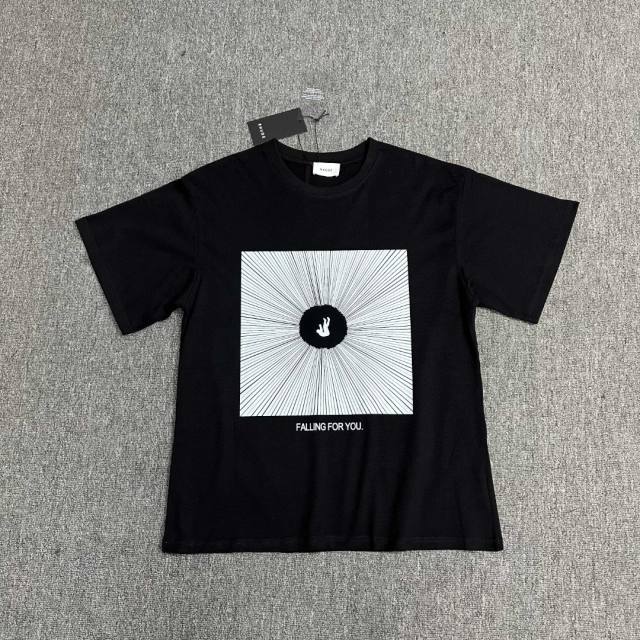 Rhude Falling For You T-Shirts (Black Beige White)