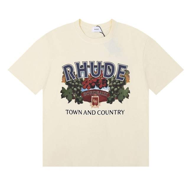 Rhude Bordeaux T-Shirts (Black Beige White)