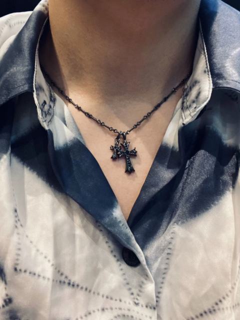 Black and Silver Double Cross Necklace