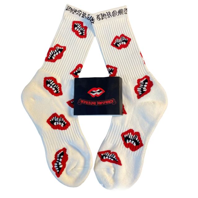 Graffiti Red Lips Alphabet Jacquard Towel Bottom Mid Calf Socks 17 colors