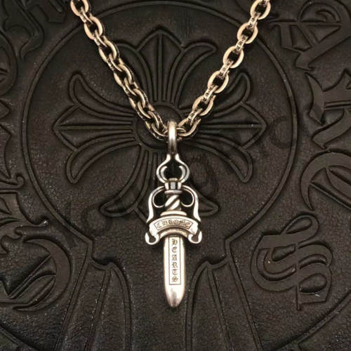 1:1 quality version Pure Silver Reversible Sword Letter Chain Necklace