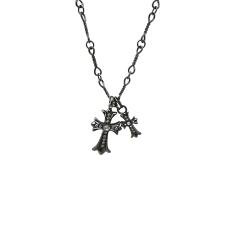 Black and Silver Double Cross Necklace