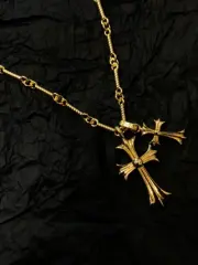 Double cross necklace full of diamonds-