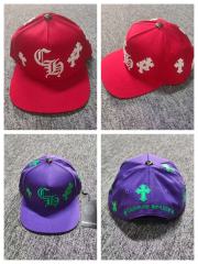 Embroidered Sanskrit letters and leather cross Flat brim cap  2 colors