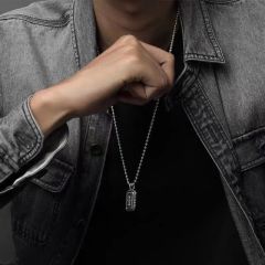 CH double-sided rotation cross necklace