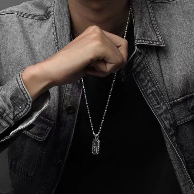 CH double-sided rotation cross necklace