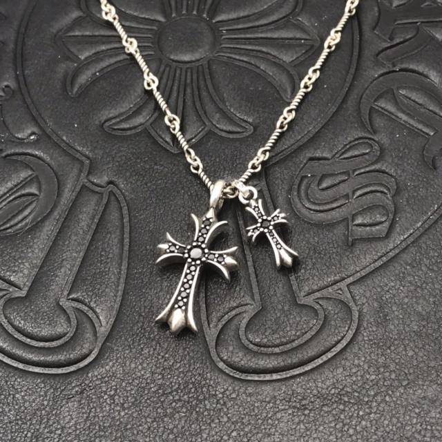 1:1 quality version Sterling Silver CH and Diamond Double Cross Necklace 12 colors