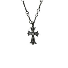 Chr0me  Hearts Black Double Crystal Cross Necklace