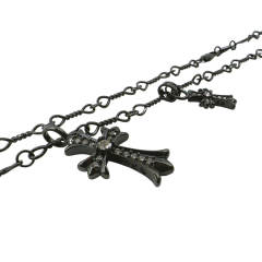 Chr0me  Hearts Black Double Crystal Cross Necklace