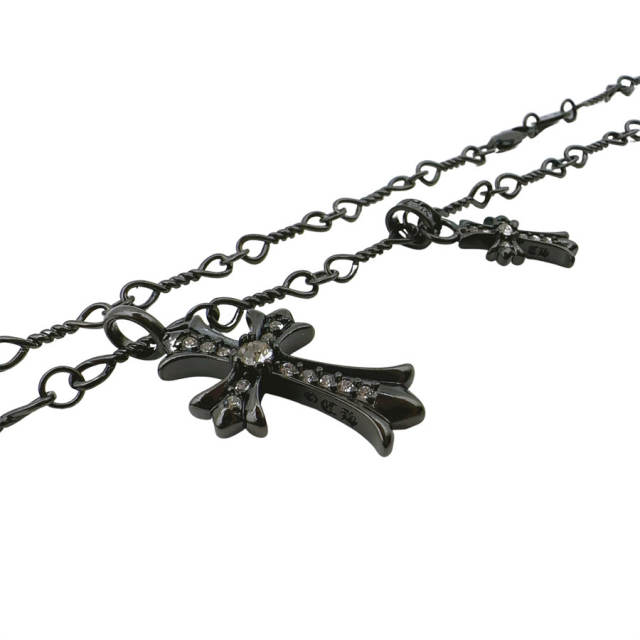 Chr0me  Hearts Black Double Crystal Cross Necklace