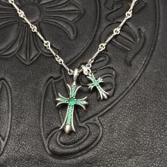 1:1 quality version Sterling Silver CH and Diamond Double Cross Necklace 12 colors