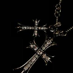 Platinum Plating double cross necklace full of diamonds-