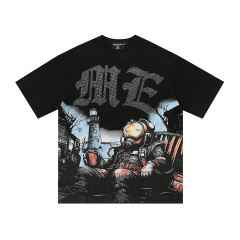 Mixed Emotion Rhinestone Monogram Astronaut Print Tee