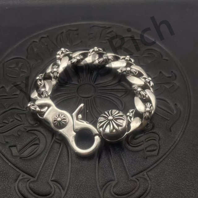 1:1 quality version Pure Silver Lobster Clasp Cross Large Bracelet