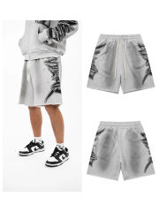 Mixed Emotion Side Letter Print Vintage Cut-Off Shorts