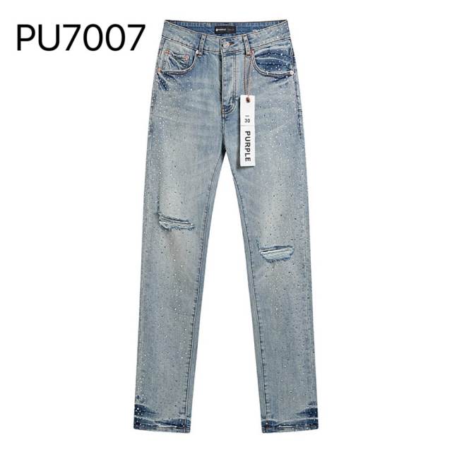 Purple Rhinestone Light Blue Jeans