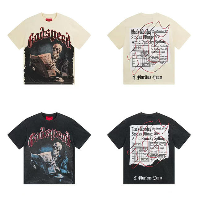 Godspeed Skull T-Shirt Beige Black