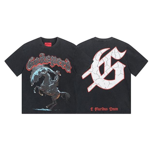 Godspeed Skull T-Shirt Bluie Black